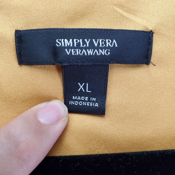 Simply Vera Dress Womens XL Yellow Wrap Belted Ruffle Hem Short Sleeve - Picture 2 of 9